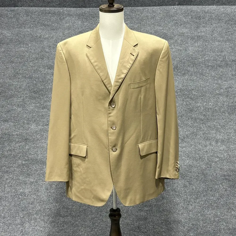 Sean John Blazer Mens 46R Tan Wool 3 Button Notch Lapel Double Vent Sport Coat